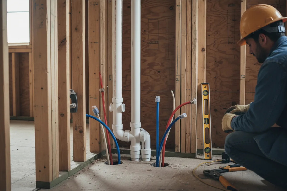 Drain and supply rough-in during Sump Pump Repair in Pine Bush