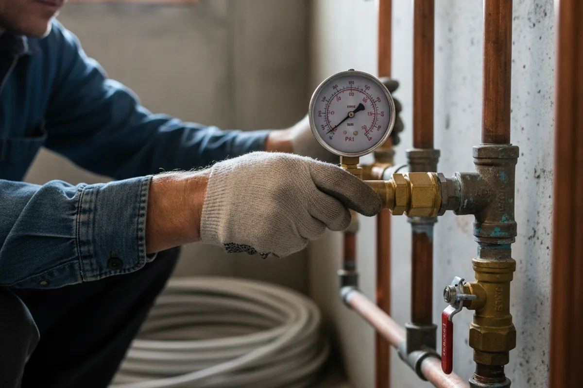 Pressure testing a repaired line during Water Line Repair in Pine Bush
